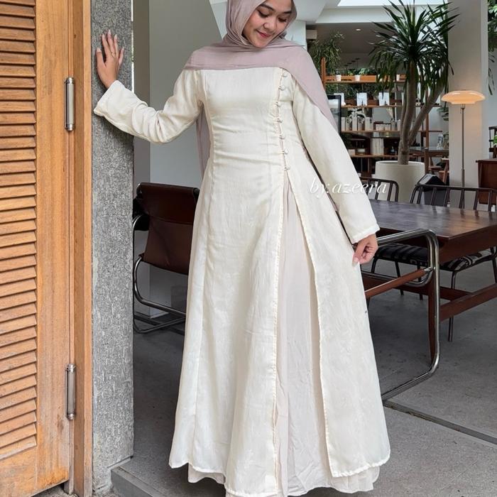 Medina dress by.azeera [TIDAK PO] | Sheer Dress [TRANSPARANT] - Dress emboss elegant