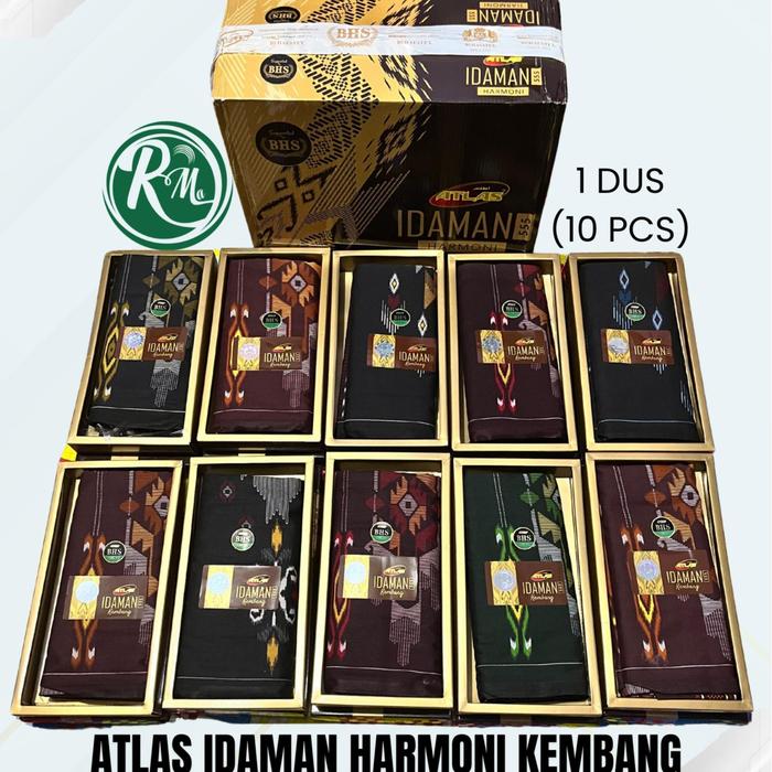 Sarung Atlas Idaman 555 Motif Kembang BHS Kodian Grosir 1 Dus