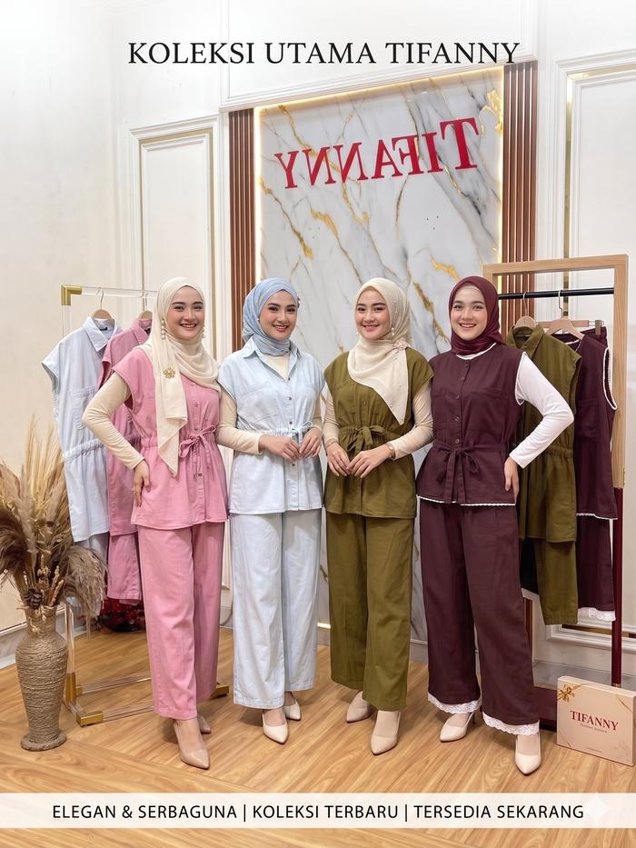[READY STOCK] ALFINA Setelan Soft Jeans WANITA BELT & Celana Kulot Panjang Kombinasi Warna Trendy Mo
