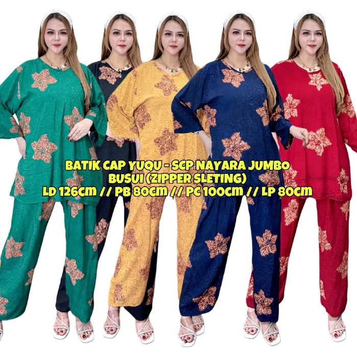 JMB002 | SETELAN CELANA PANJANG SUPER JUMBO BATIK CAP PEKALONGAN LD 130cm