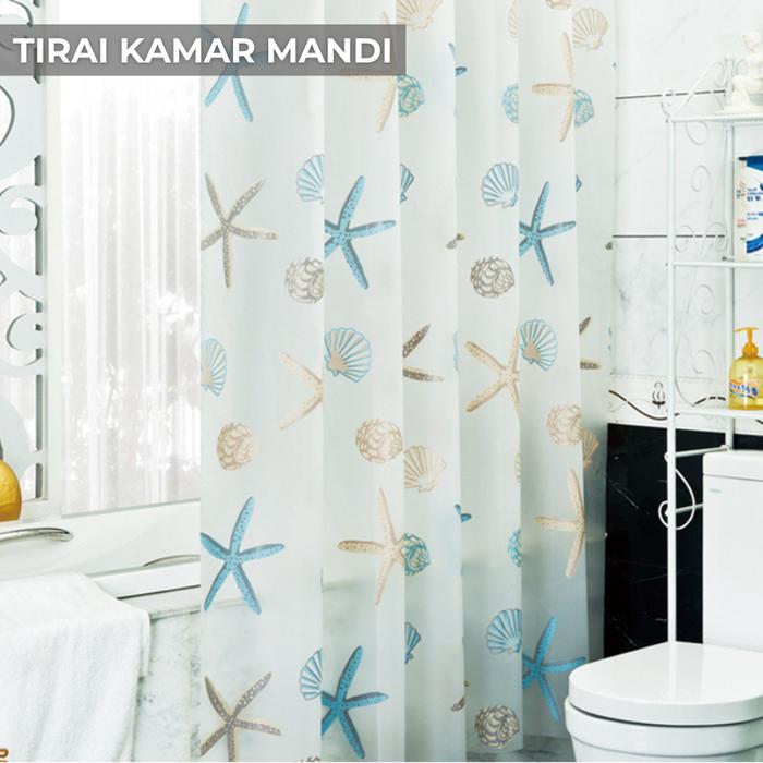 Gorden Kamar Mandi + Kaitan Shower Curtain Motif Tirai Kamar Mandi Anti Air