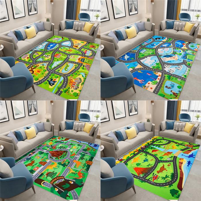 Fun Dinosaur Animal Park Track Carpet Interactive Floor Mat Living Room Bedroom Sofa Rug Kid's Playm