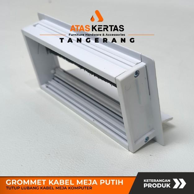terlaris !! grommet table - gromet meja - tutup lubang kabel meja kotak aluminium putih
