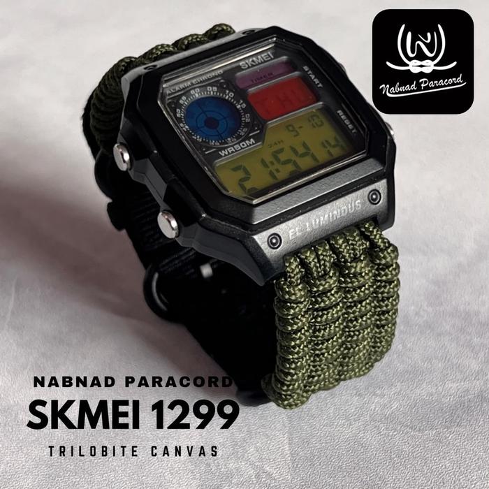 Nabnad Paracord Tali Strap Jam Tangan Custom untuk Skmei 1299 1335 Spring Bar 18mm Nabnad Paracord B