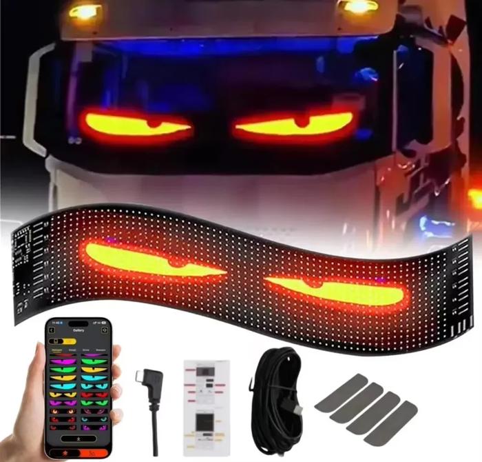 1PC Animated Devil Eyes Light Glowing Car Eyes Programmable Flexible LED Screen Signs Display LED Ey