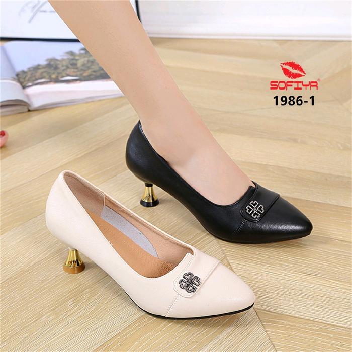 1986-1 sepatu import wanita sofiya kekinian Shoes Hitam formal heels