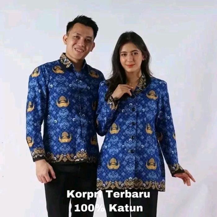 SERAGAM KORPRI WANITA DAN PRIA TERBARU Lapis Furing Kain Katun Baju Kerja Atasan Katun Model New Uku
