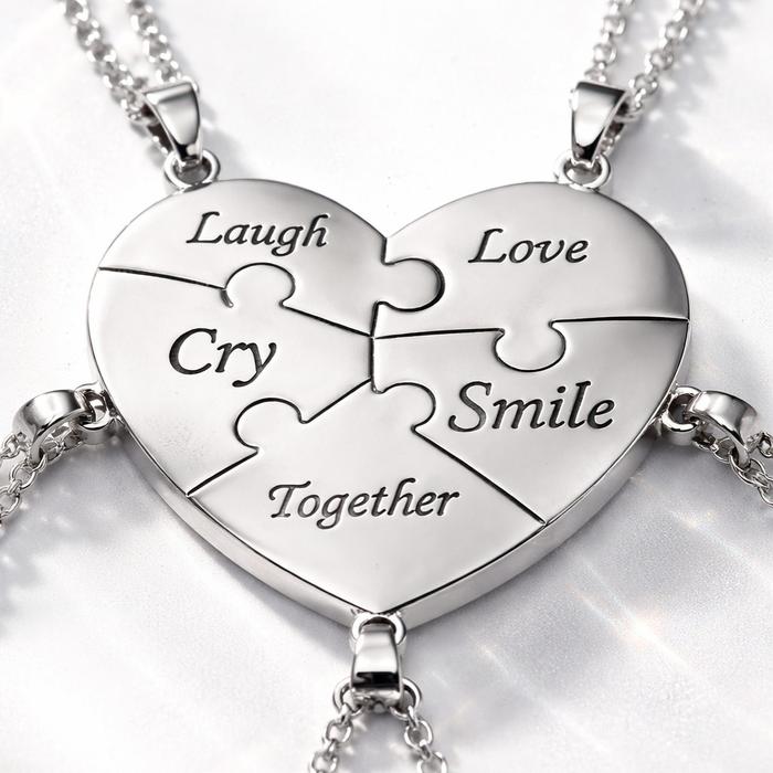 Kalung Persahabatan Puzzle Love 5pcs Set BFF Necklace Best Friend Forever Couple Sahabat Kado Unik W
