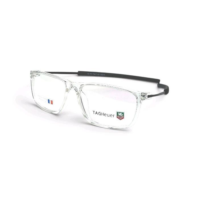 frame kacamata pria wanita kotak fleksible tag heuer TH7792 transparan clear grade original