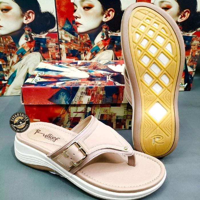 Rullief FBJ 775 Sandal Jepit Wedges Wanita Sandal Fashion Simple Elegant Berkualitas Original Premiu