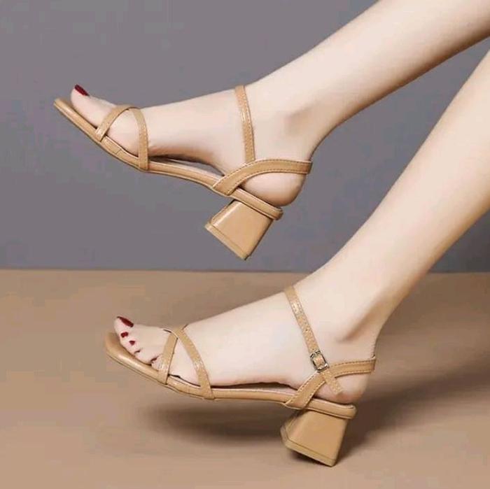 Syaqeel sandal tali belakang wanita model silang hak 5 cm high heels wanita kekinian