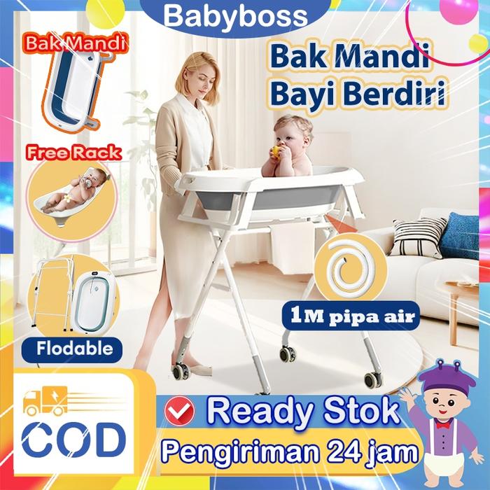 ManiaShop- Babyboss Bak Mandi Bayi Berdiri Lipat Bak Mandi Bayi Newborn Bak Mandi Bayi New Born Mode