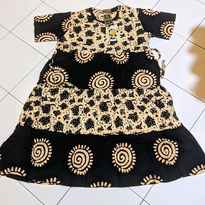 Daster drees susun Jumbo canda motif sogo sogan by A'an batik Pekalongan Wanita Katun Busui Dress