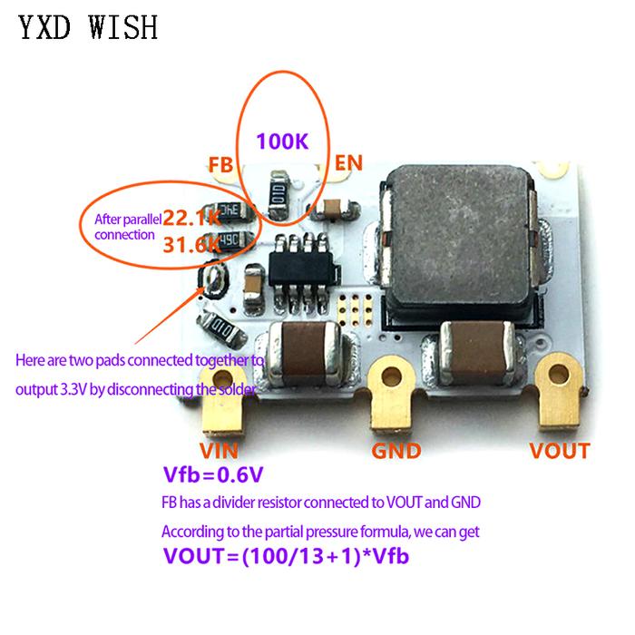 5 Buah Modul Suplai Daya Turun DC-DC Mini 4.5-16V Ke 3.3V/5.2V 4A