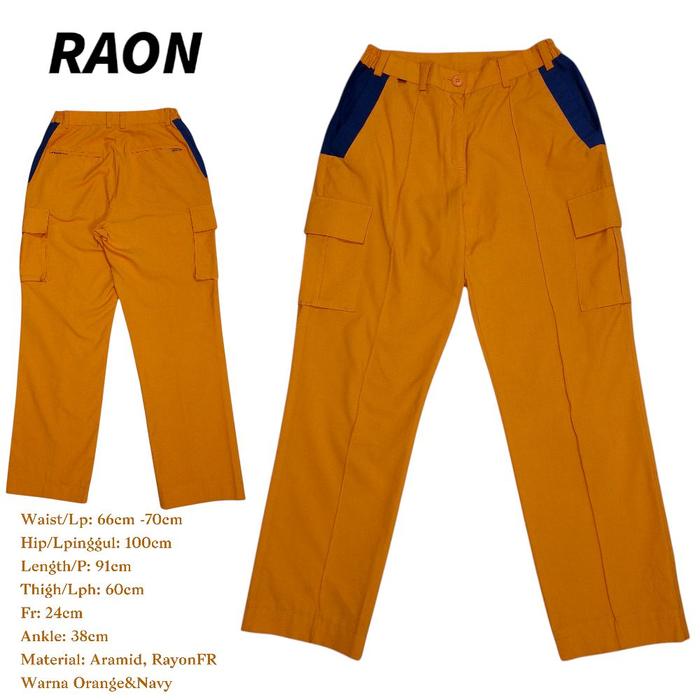 RAON Tangerine Navy Aramid Rayon Cargo Unisex Pants/Cargo Unisex Trousers