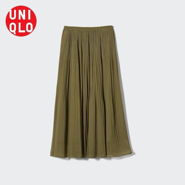 Salerok Pleated Plisket Skirt Wanita Sifon Uniqlo