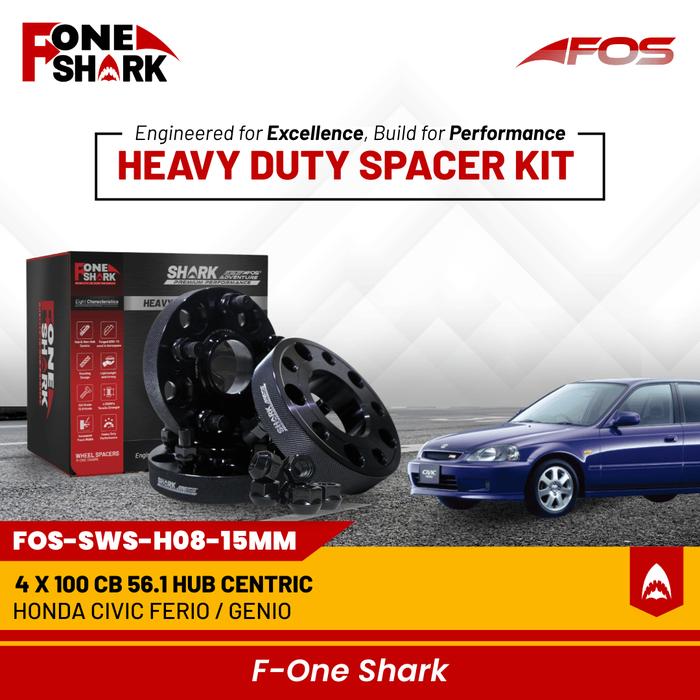 F-One Shark FOS Heavy Duty Wheel Spacer Adaptor Roda Velg Honda Civic Ferio EK3, EK4 1996–2000, Civi