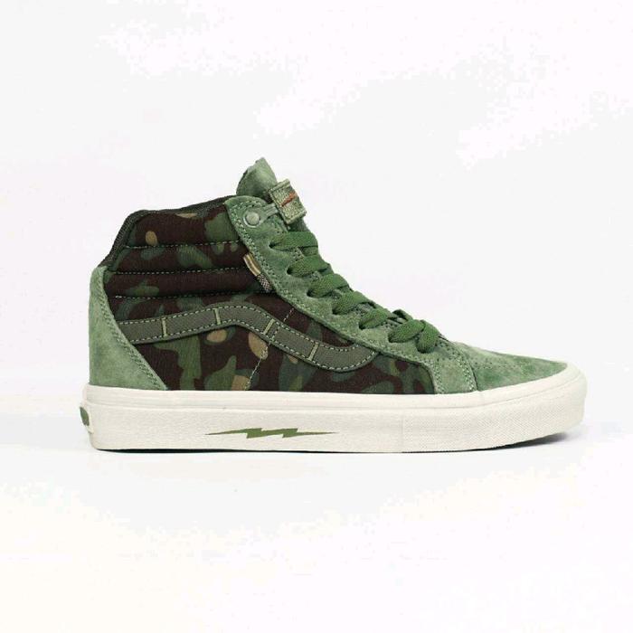 sepatu cassual vns 100% realpict Sk8 High Notchback Defcon Multicam Jungle Green Camo VN000OK4KUZ Ca