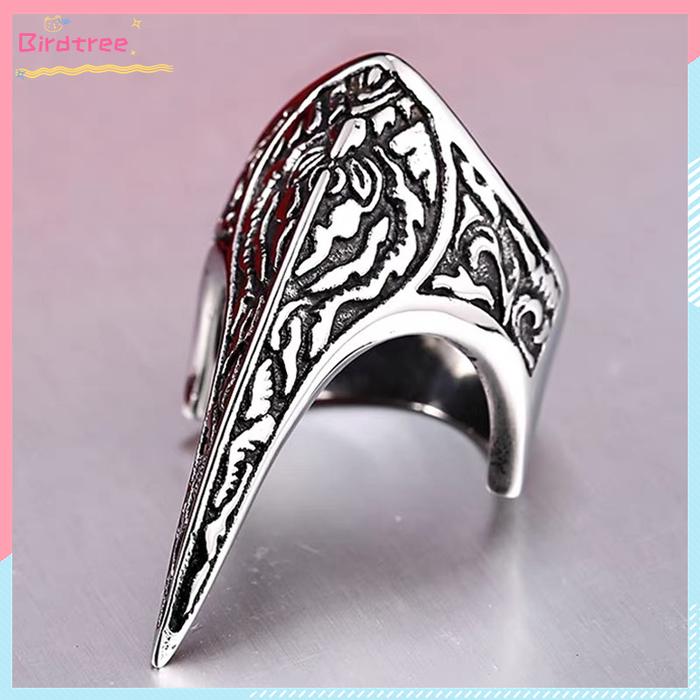 [Readystock❤COD]Cincin Vintage Bird Skull Ring Hip Hop Eagle Mulut Defense Defense Ring Disesuaikan 