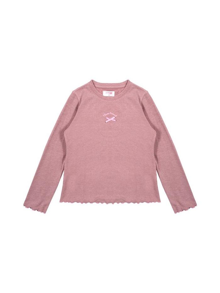 3Second Kids Girl's T-Shirt Long Sleeve Body Fit Lettuce Hem Snowdrop HP-020126