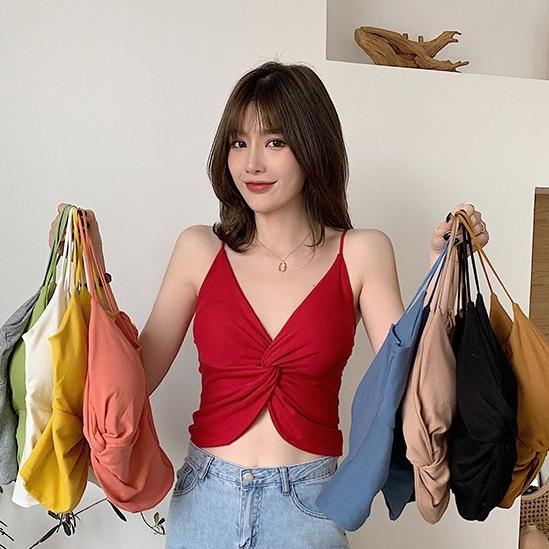 NEW! COMFIT - UND67 - Tanktop Tali Spageti Model Kupu Crop Top Dengan Busa Cup Bra BH Import Halus W