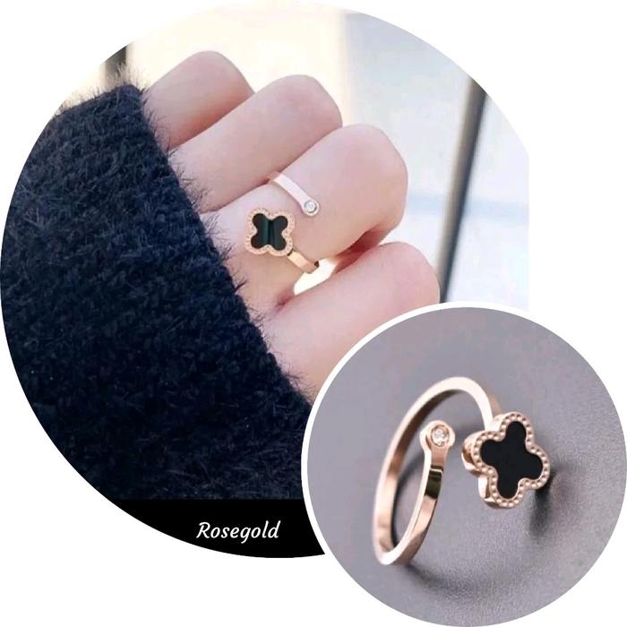 Cincin Silang Bunga hitam_Manik