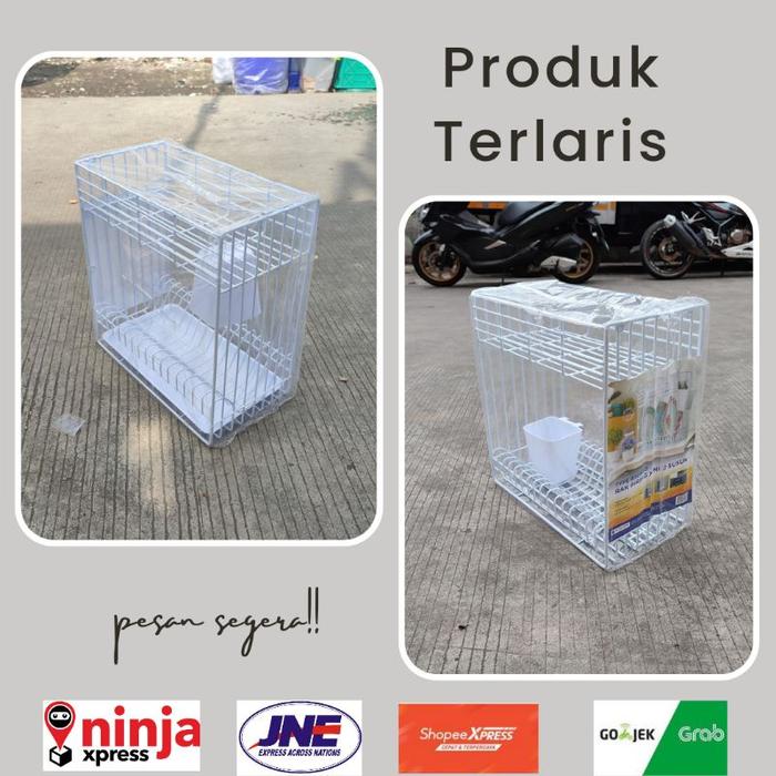 READY MODELLINE - Rak Piring Susun 2 Tinggi + Tempat Sendok + Nampan Anti Karat / Rak Piring Gantun