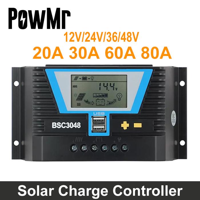 EPEVER 20A 30A 60A 80A Solar Charge Controller 12V 24V 36V 48V LED