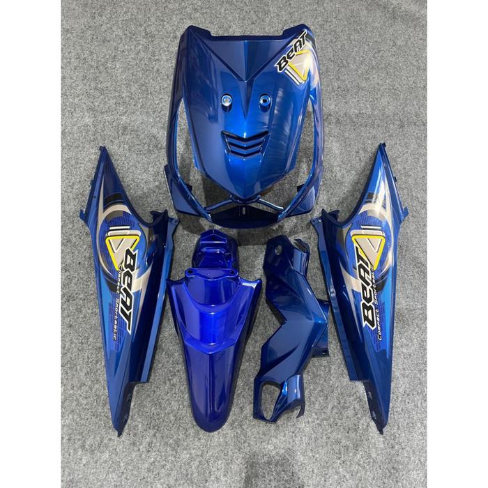 Fullset cover body halus beat karbu biru+stripping