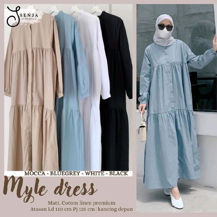 Senja Clothing Myle Dress | Matt: Cotton Linen Premium Ld 110 Cm Pj 135 Cm Kancing Depan