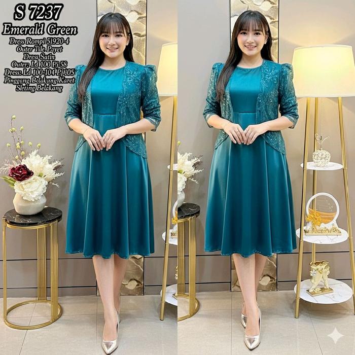 Dress 7237/Dress natal pesta gaun formal mewah dan indah cocok untuk dewasa remaja warna merah maron