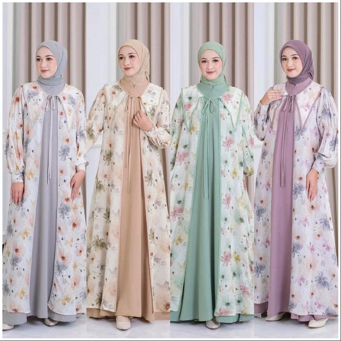Gamis terbaru Elaya dress set outer by Ninos design