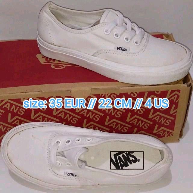Sepatu Anak Laki Laki Kids Vans Authentic full White Putih size 35 22 Original OG Classic Replace Bo
