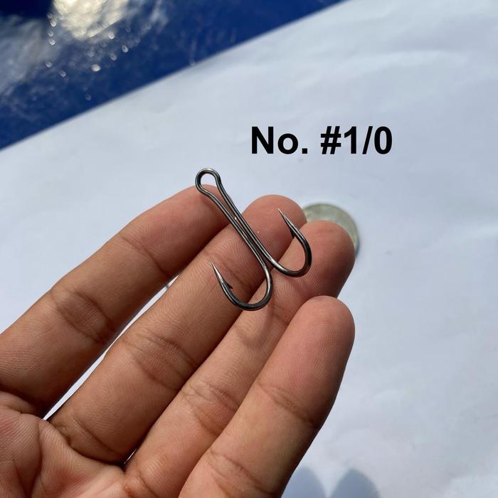 Double Hook Kail Pancing Mata Kail Bahan Carbon Steel