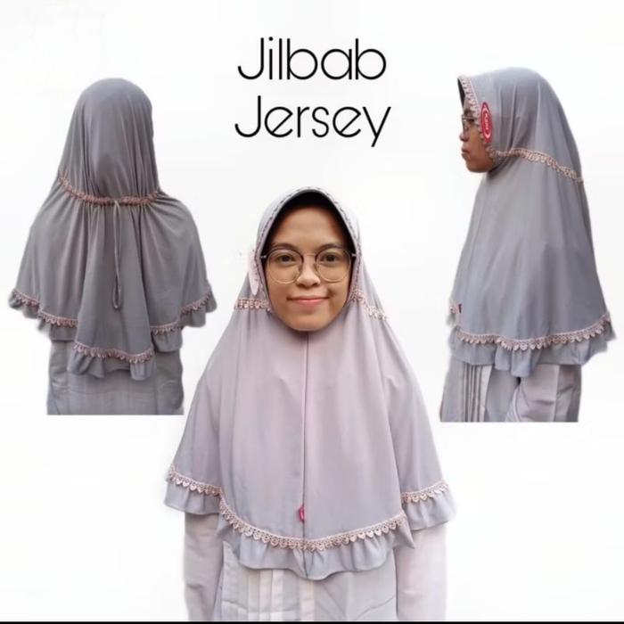 Jilbab Instan/ Kerudung Bergo Jersey Premium Serut Belakang Tali/Renda