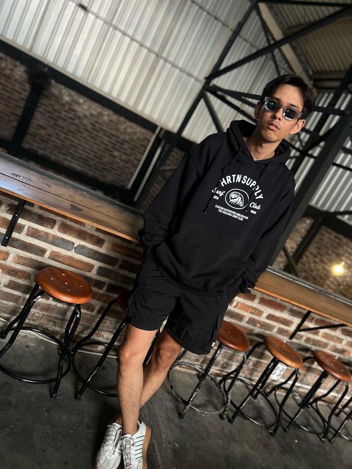Jaket Hoodie Brand Lokal HRTN Supply Wave Black Surf Club Unisex