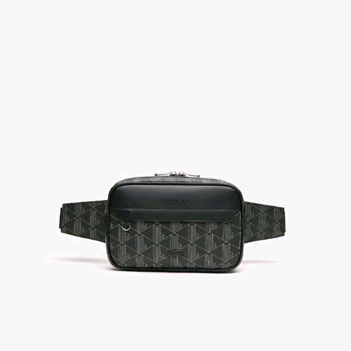 Lacoste Men's The Blend Monogram Print Body Bag Original Tas Pinggang Pria - Black