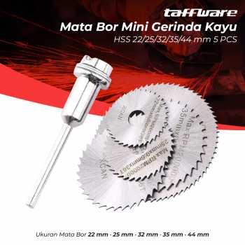 Taffware Mata Bor Mini Gerinda Kayu HSS 22/25/32/35/44 mm 5 PCS - 58686 Mata bor gergaji ini terbuat