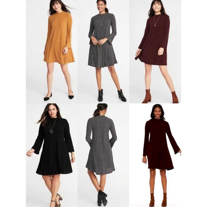 Ready- OLD NAVY Mock-Neck Rib-Knit Swing Dress - 4176