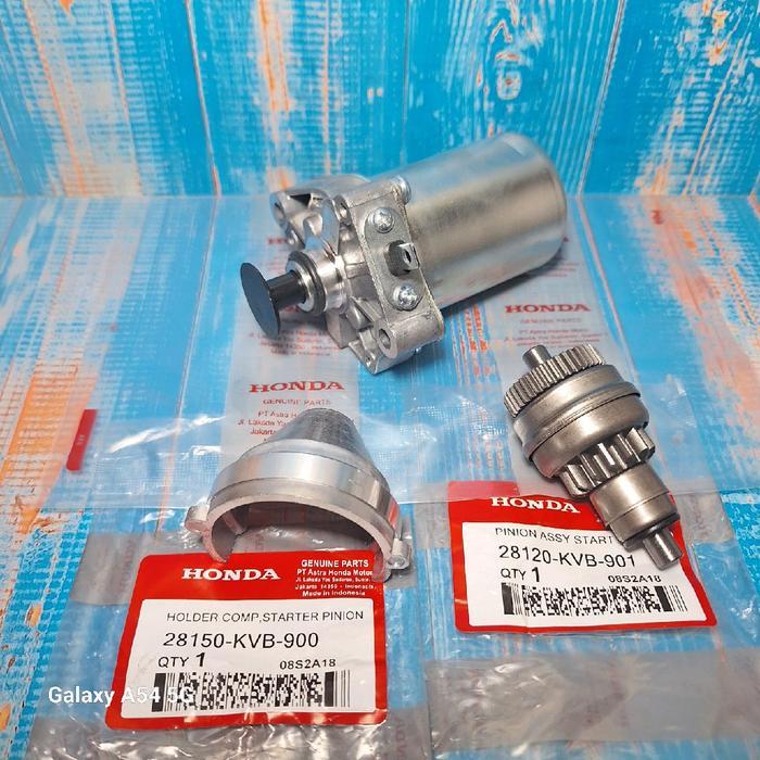 Paketan dinamo starter plus gigi pinion assy/granat dan tutup granat motor honda vario 110 beat scoo