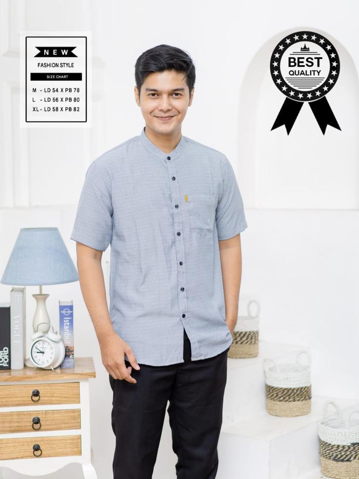 Jino Kemeja Koko Lengan Pendek Baju Muslim Pria Dewasa Ukuran standar Motif simple