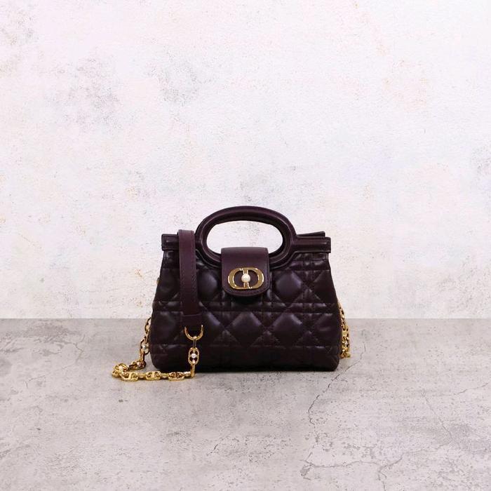 Dior Jolie Top Handle Mini Bag Plum Cannage Lambskin
