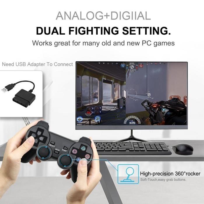 2.4 GHz Wireless Gamepad For SONY PS2 / PS1 Accessories with 2 Motors
