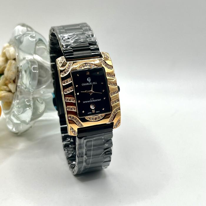 Jam Tangan Wanita CHARLIE JILL 0742 Original Segi Mewah Bahan Stainless Steel Anti Karat Taham Alr T