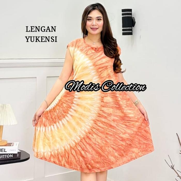 Daster Wanita Yukensi Bahan Kaos Ukuran Jumbo Lengan Kutung Pendek Dada tali depan Tidak Busui Cocok