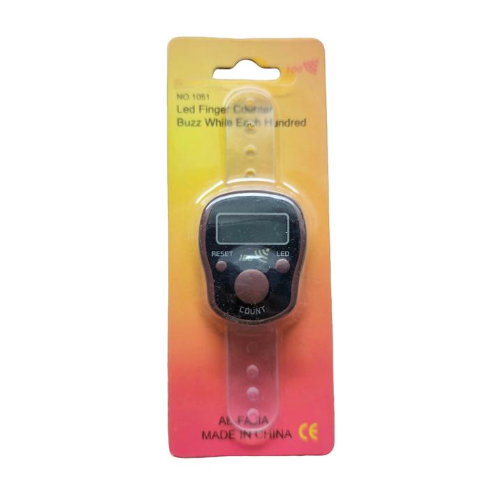(Kemasan Kertas) Tasbih Digital LED Alarm Finger Digital Zikir Cincin Kemasan Kertas Premium Hitam M