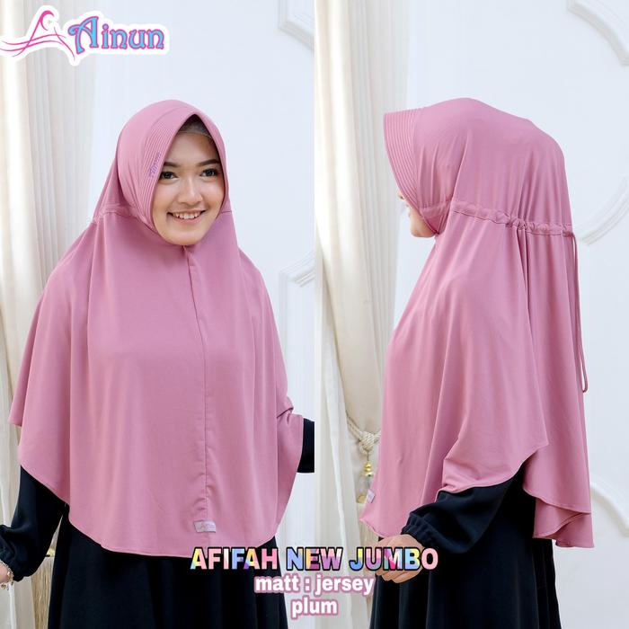 Baru Hijab Instan Ainun Bergo Afifah Jumbo Kerudung Syari Serut Jumbo Jersey Premium