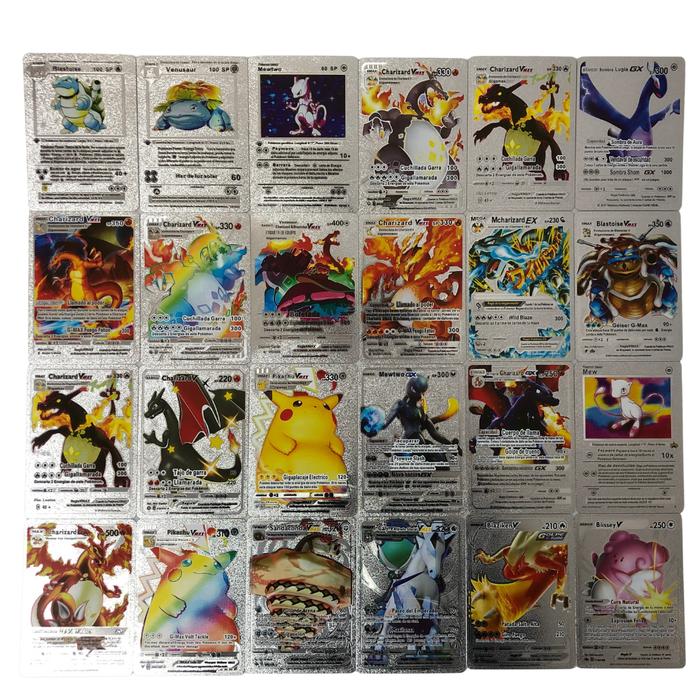 10-54 Buah/Set Kartu Pokemon Logam Emas Vmax GX Kartu Energi