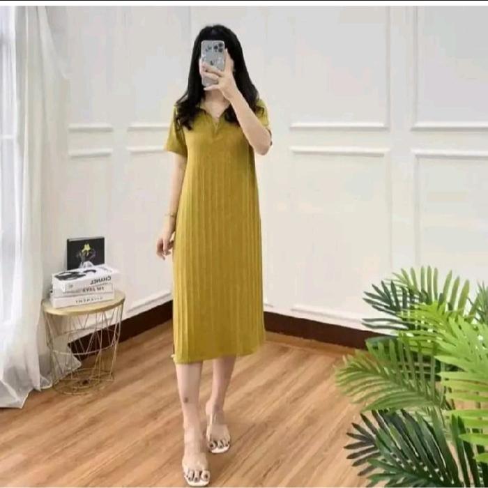 DRESS KERAH WANITA KEKINIAN KS KNIT STRET PREMIUM MATILDA