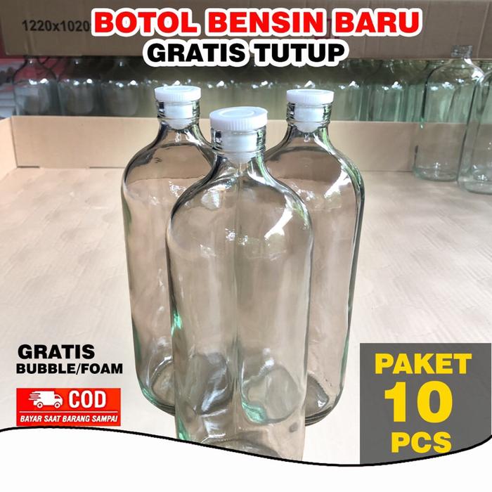 BOTOL KACA 1000ml paket 10 pcs / BOTOL SUSU / BOTOL JAMU / BOTOL BENSIN ECERAN